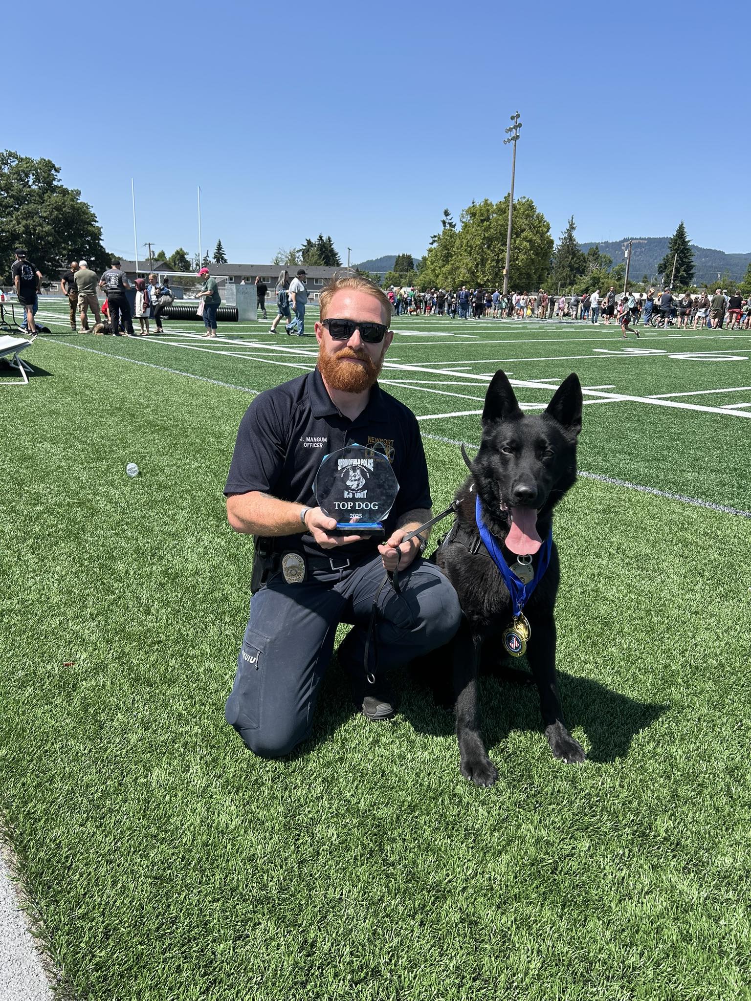 Officer Mangum and K9 Sly won the TOP DOG competition in Springfield, Oregon on June 14, 2025.