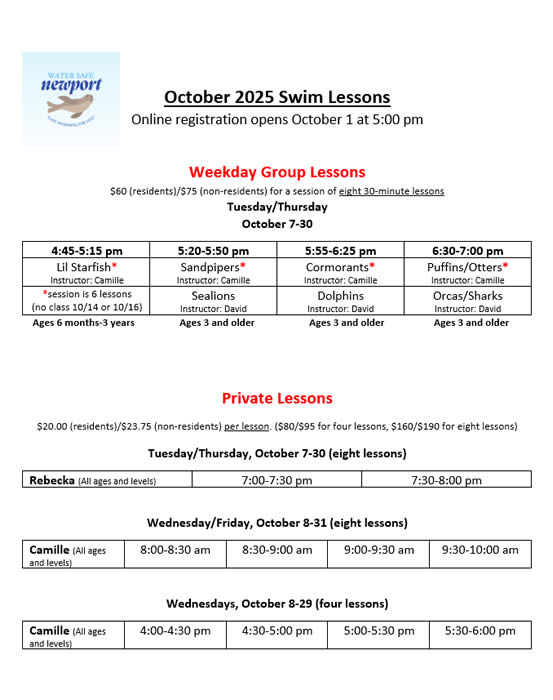 October 2025 Swim Lessons