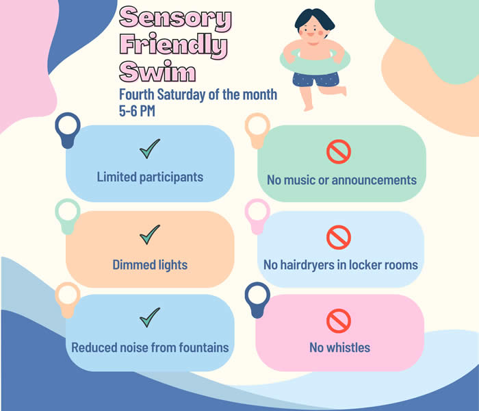 Sensory Friendly Swim: Fourth Saturday of the month 5-6 pm
