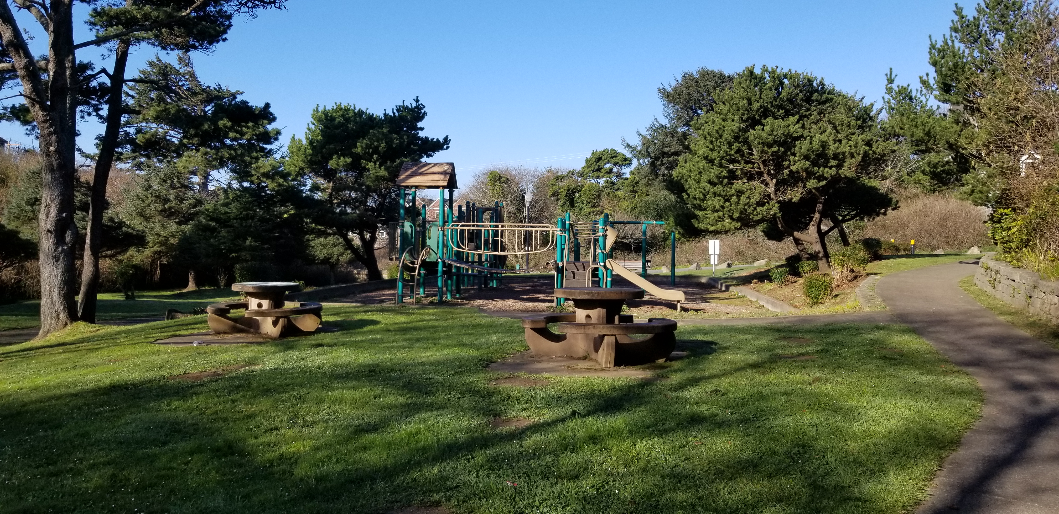 playground with slide and swings