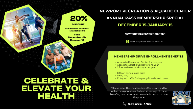 Membership drive, 20% off annual pass Dec 15 - Jan 15