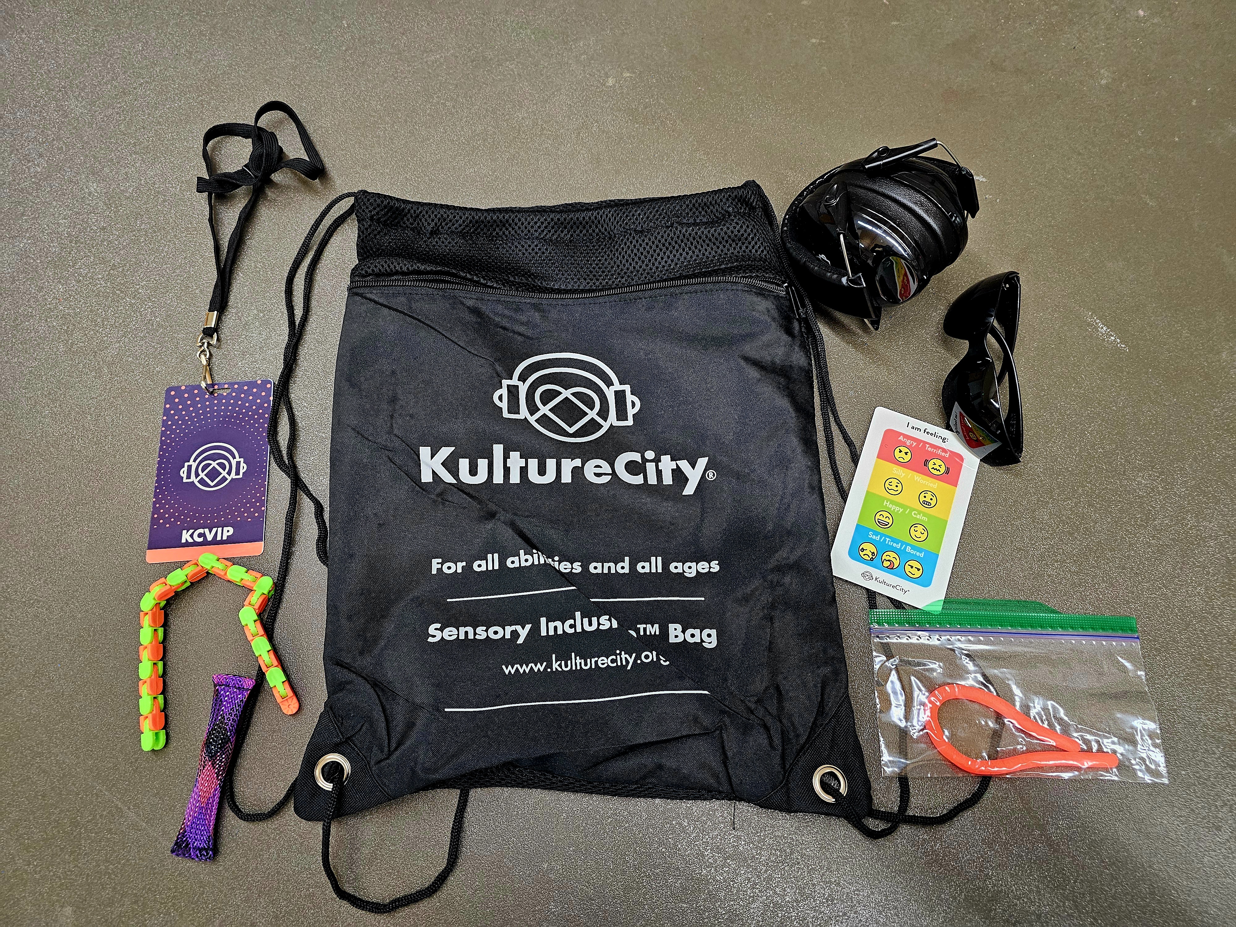 Kulture City bag with headphones, fidget toys, emotion cards