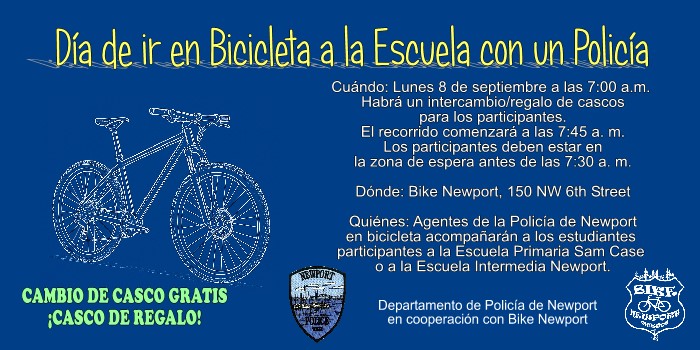 Bicicleta a la escuela con un policía