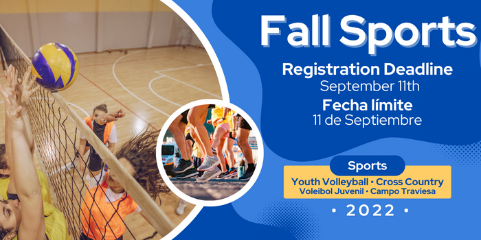 Fall Sports Registration open - deadline September 11th